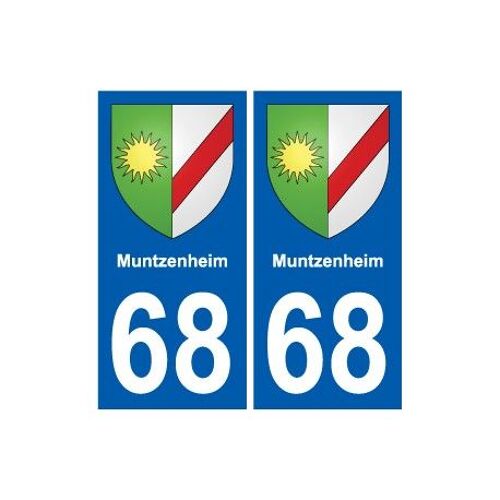 68 Muntzenheim Blason Autocollant Plaque Stickers Ville - Couleur : Droits - Angles : Droits