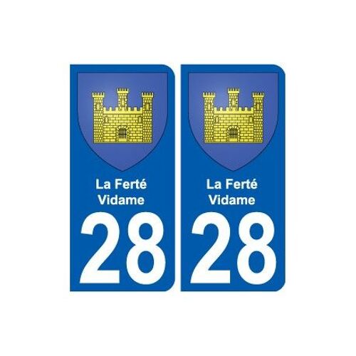 28 La Ferté-Vidame Blason Autocollant Plaque Stickers Ville - Couleur : Arrondis - Angles : Arrondis