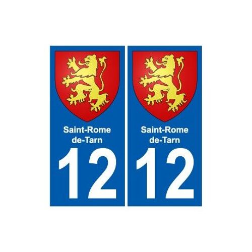 12 Saint-Rome-De-Tarn Blason Autocollant Plaque Stickers Ville - Couleur : Droits - Angles : Droits