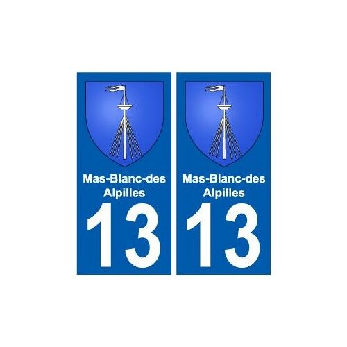 13 Mas-Blanc-Des-Alpilles Blason Autocollant Plaque Stickers Ville - Couleur : Droits - Angles : Droits