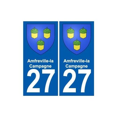 27 Amfreville-La-Campagne Blason Autocollant Plaque Stickers Ville - Couleur : Droits - Angles : Droits