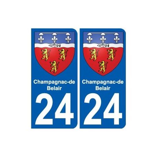 24 Champagnac-De-Belair Blason Autocollant Plaque Stickers Ville - Couleur : Arrondis - Angles : Arrondis