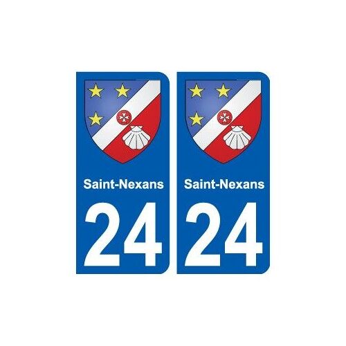 24 Saint-Nexans Blason Autocollant Plaque Stickers Ville - Couleur : Arrondis - Angles : Arrondis