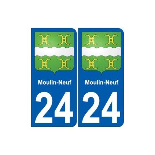 24 Moulin-Neuf Blason Autocollant Plaque Stickers Ville - Couleur : Arrondis - Angles : Arrondis