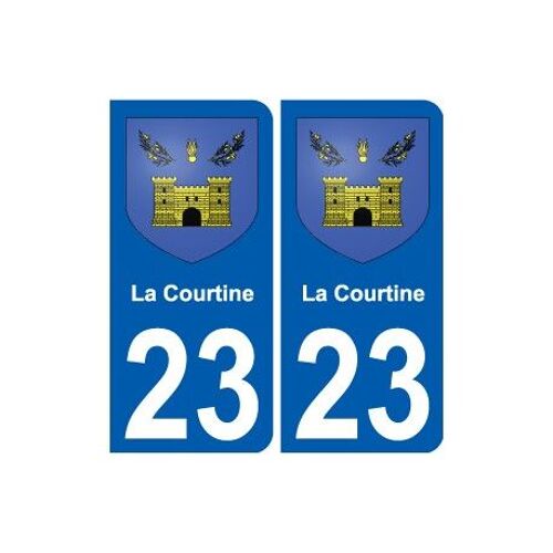 23 La Courtine Blason Autocollant Plaque Stickers Ville - Couleur : Arrondis - Angles : Arrondis