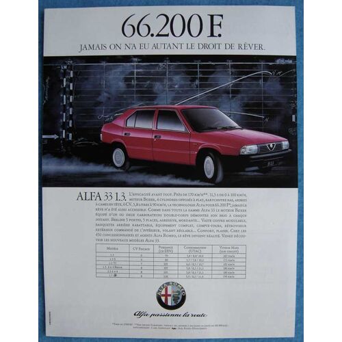 Publicité Papier - Voiture Alfa Romeo De 1987
