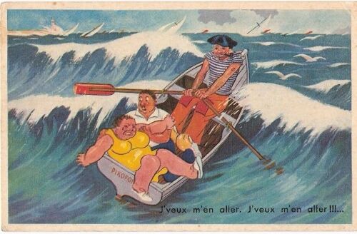 Cpa Humoristique Peur En Embarcation.  G Artaud Édition