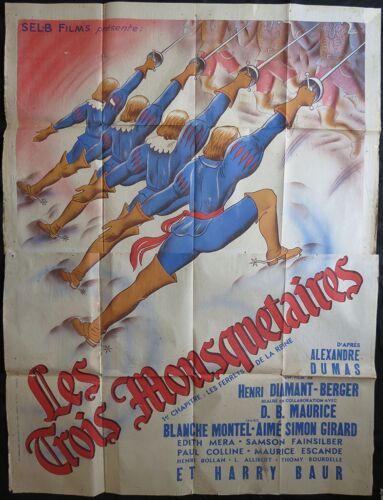 Les Trois Mousquetaires Film Historique Réalisé 1932 Henri Diamant-Berger Avec Aimé Simon-Girard, Blanche Montel Et Harry Baur - Affiche Originale De Cinéma 157x119 Cm - Movie Poster - Alexandre Dumas
