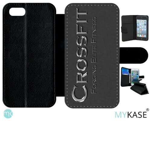 Etui A Rabat - Logo Crossfit - Compatible Avec Apple Iphone Se 2020 - Simili-Cuir - Bord Noir