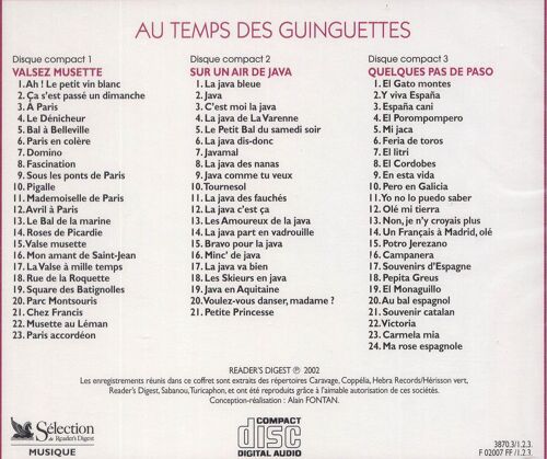 Au Temps Des Guinguettes - 3 Cd