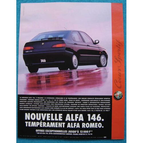 Publicité Papier - Voiture Alfa Romeo 146 De 1995