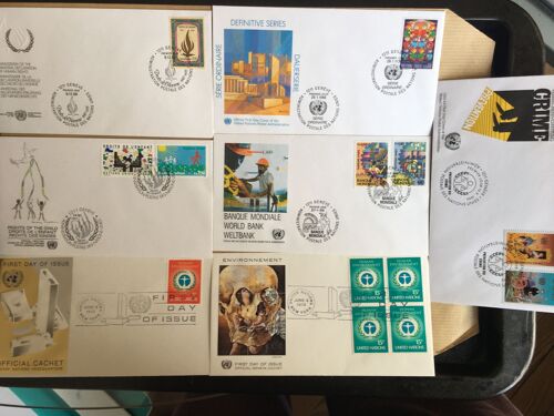 Nations Unis - Onu - Lot 7 Enveloppes 1 Er Jour Années 80 - Ad 29