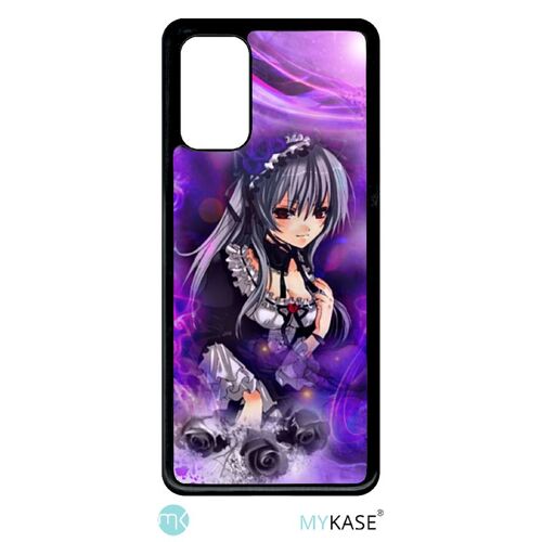 Coque pour smartphone - Manga fille violet - compatible avec samsung Galaxy S20+ - Plastique - bord Noir