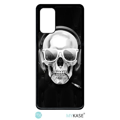 Coque pour smartphone - Tete de mort swag casque de musique - compatible avec samsung Galaxy S20+ - Plastique - bord Noir