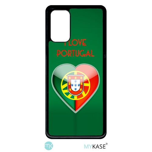 Coque pour smartphone - Coeur love portugal - compatible avec samsung Galaxy S20+ - Plastique - bord Noir