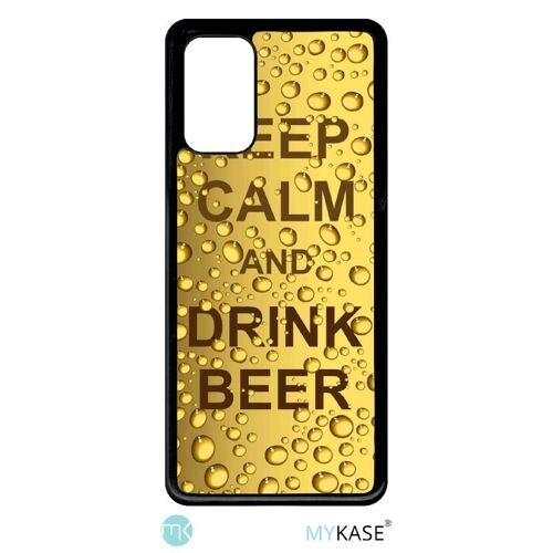 Coque pour smartphone - Keep calm biere bulle - compatible avec samsung Galaxy S20+ - Plastique - bord Noir