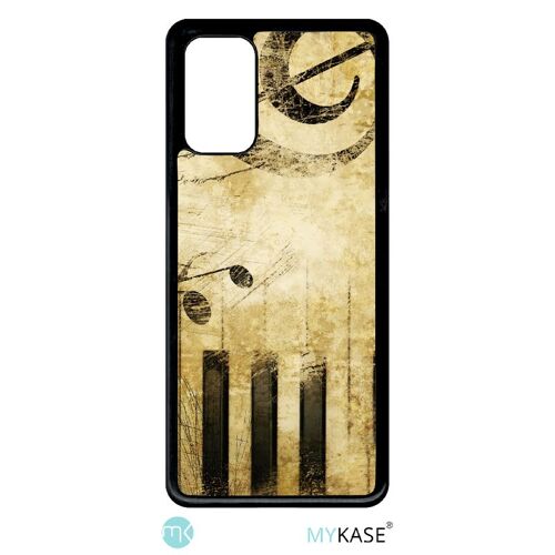 Coque pour smartphone - Piano note musique - compatible avec samsung Galaxy S20+ - Plastique - bord Noir
