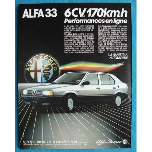 Publicité Papier - Voiture Alfa Romeo - Alfa 33 De 1984