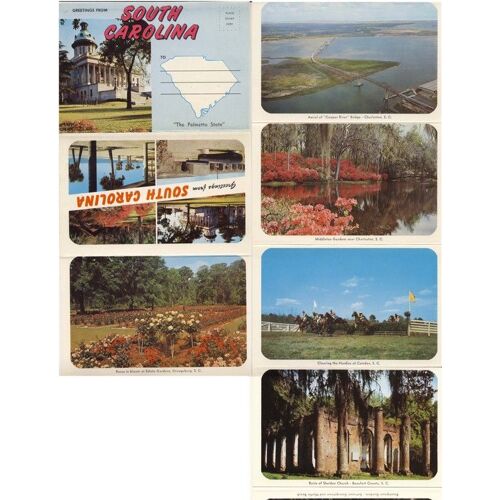 South Carolina, The Palmetto State : Carnet Dépliant De 14 Photos Recto Verso