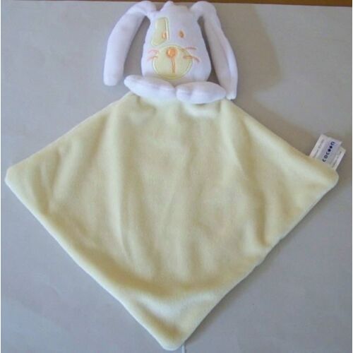 Chien Doudou Plat Cocoon La Redoute Peluche Blanc Jaune Cocard Lapin