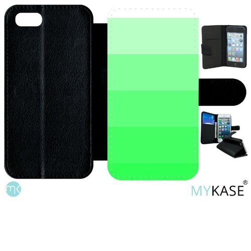Etui A Rabat - Degrad Vert Fluo - Compatible Avec Apple Iphone Se 2020 - Simili-Cuir - Bord Noir