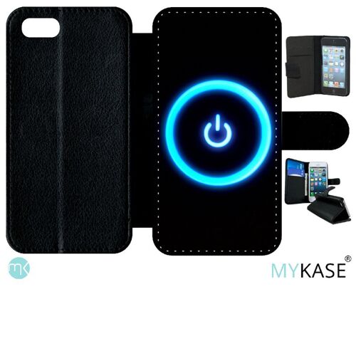 Etui A Rabat - Power - Compatible Avec Apple Iphone Se 2020 - Simili-Cuir - Bord Noir