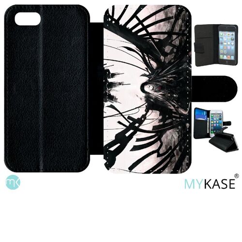 Etui A Rabat - Manga Gothic World - Compatible Avec Apple Iphone Se 2020 - Simili-Cuir - Bord Noir