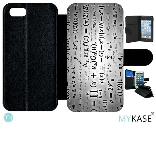 Etui A Rabat - Calcul Pi Math Fond Argent - Compatible Avec Apple Iphone Se 2020 - Simili-Cuir - Bord Noir