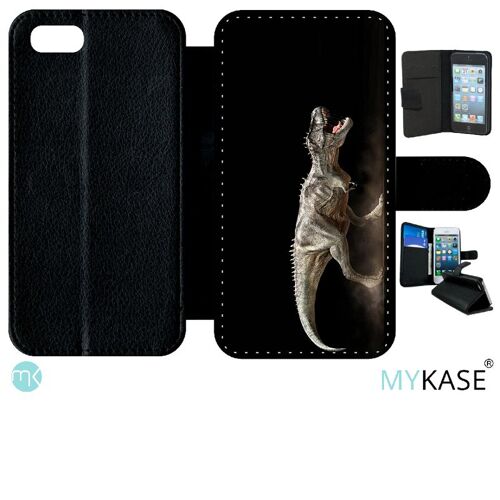 Etui A Rabat - Dinosaure T Rex Black - Compatible Avec Apple Iphone Se 2020 - Simili-Cuir - Bord Noir
