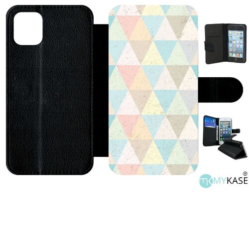 Etui A Rabat - Style Scandinave Pastel - Compatible Avec Apple Iphone 11 - Simili-Cuir - Bord Noir
