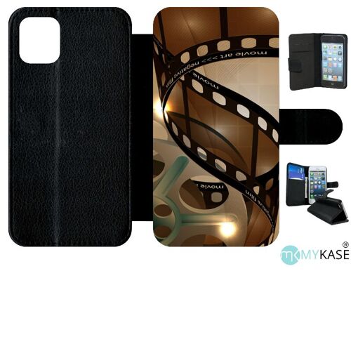 Etui A Rabat - Cinema Film - Compatible Avec Apple Iphone 11 - Simili-Cuir - Bord Noir