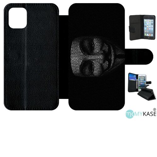 Etui A Rabat - Anonymous - Compatible Avec Apple Iphone 11 - Simili-Cuir - Bord Noir