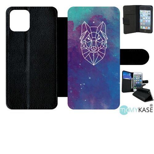 Etui A Rabat - Hyper Animals Space Loup - Compatible Avec Apple Iphone 11 Pro - Simili-Cuir - Bord Noir