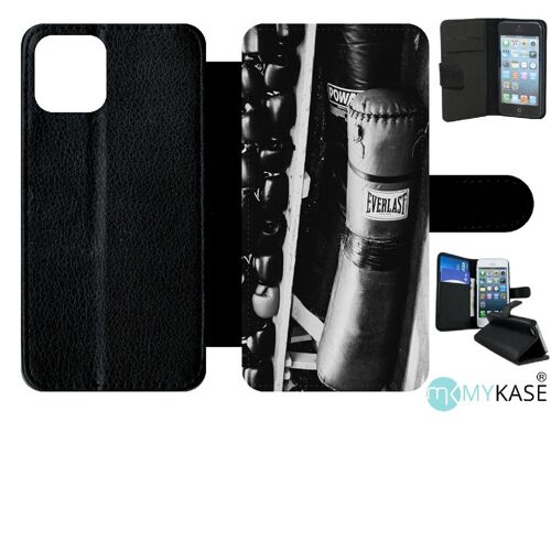 Etui A Rabat - Sac De Boxe Black And White - Compatible Avec Apple Iphone 11 Pro - Simili-Cuir - Bord Noir