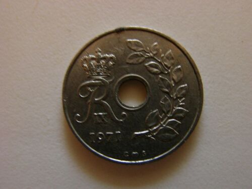 Piece 25 Ore Danmark 1971, Danemark 1971, Avec Trou Central