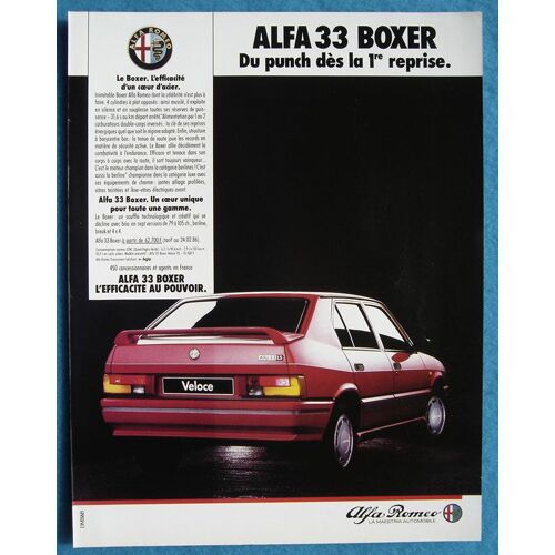 Publicité Papier - Voiture Alfa Romeo - Alfa 33 Boxer De 1986