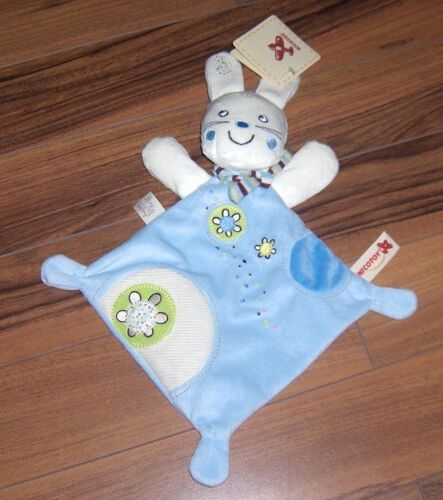 Doudou Lapin Bleu Nicotoy Plat