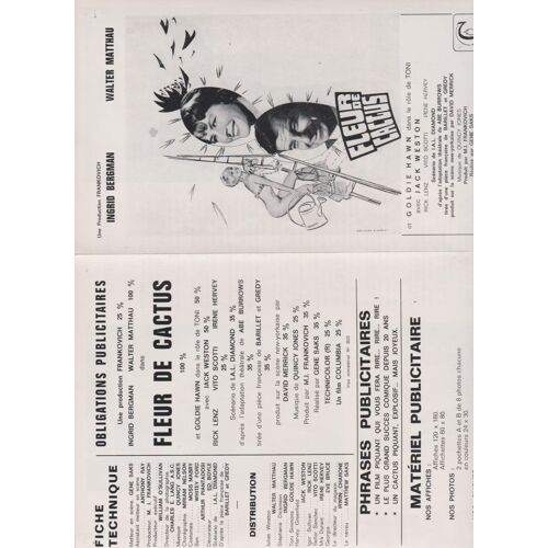 Synopsis Film "Fleur De Cactus" De Gene Saks Avec Ingrid Bergman & Walter Matthau 1969