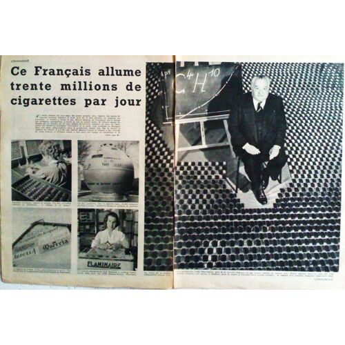 Publicite Ancienne (Decembre 1956) Pour Les Briquets " Flaminaire " Sous Forme De Publi-Reportage Sur L'usine Flaminaire Et Son Directeur Marcel Quercia, L'inventeur Du Briquet A Gaz