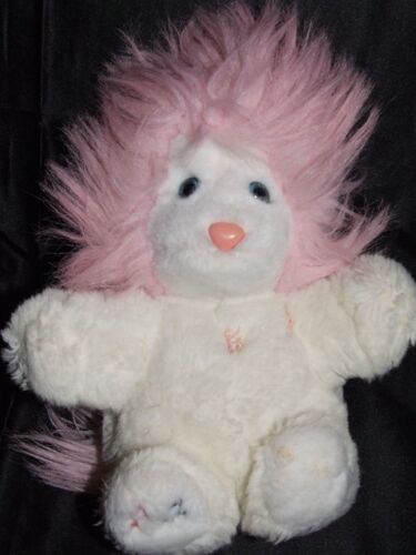 Lion Boulgom Doudou Peluche Blanc Rose Musical