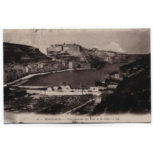 Bonifacio, Vue Générale Du Port Et La Ville 1932 Avec Timbre Et Cachet
