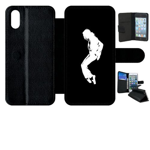 Etui À Rabat Iphone X - Silhouette Michael Jackson Moonwalk - Simili-Cuir - Noir