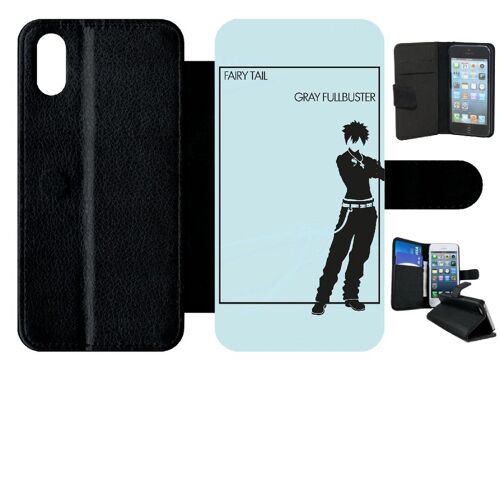 Etui À Rabat Iphone X - Fairy Tail Gray Fullbuster - Simili-Cuir - Noir