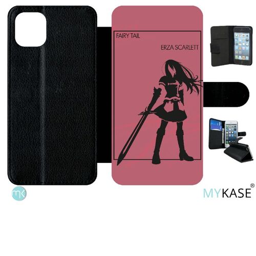 Etui À Rabat Iphone 11 Pro Max - Fairy Tail Erza Scarlett - Simili-Cuir - Noir