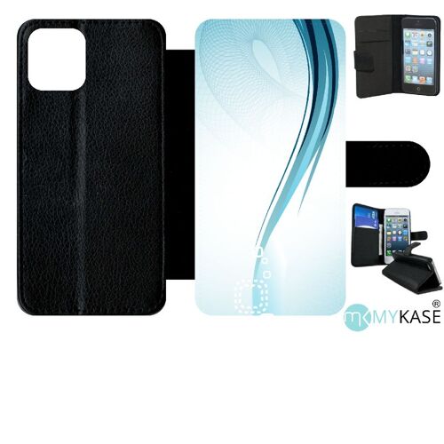 Etui À Rabat Iphone 11 Pro - Forme Bleu Arrondi - Simili-Cuir - Noir