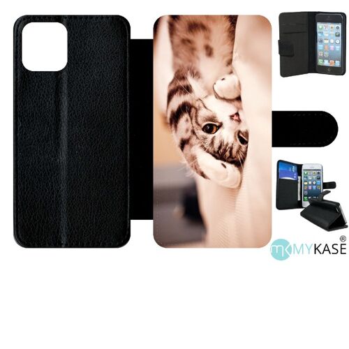 Etui À Rabat Iphone 11 Pro - Chaton Fatigue - Simili-Cuir - Noir