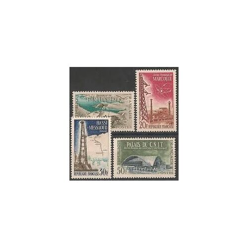 Réalisations Techniques (2) : Barrage, Centre Atomique, Sahara, Palais Du Cnit Série Cimplète Année 1959 N° 1203 1204 1205 1206 Yvert Et Tellier Luxe