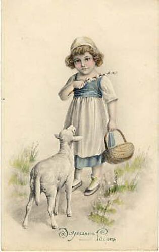 Joyeuses Pâques - Fillette Et Agneau