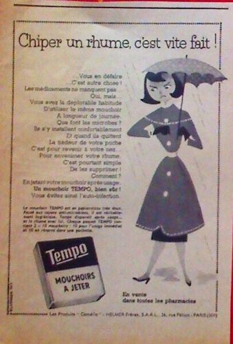 Publicite Ancienne (Fevrier 1957) Pour Les Mouchoirs Papier " Tempo "