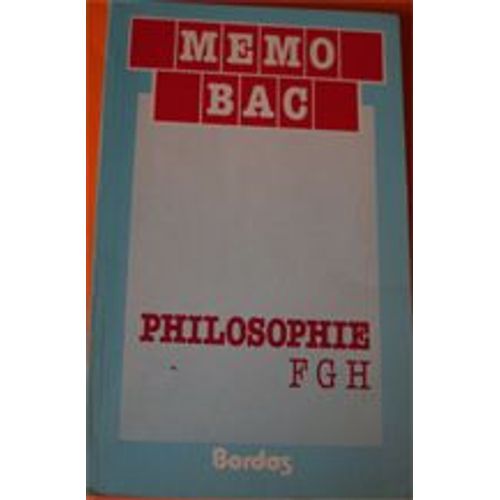 Memo Bac, 30, Philosophie F, G, H